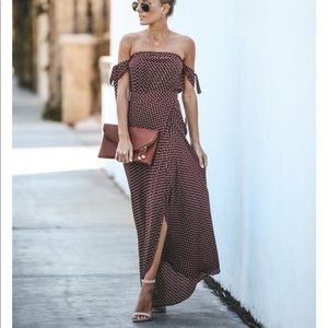 Vici Wine colored strapless maxi dress